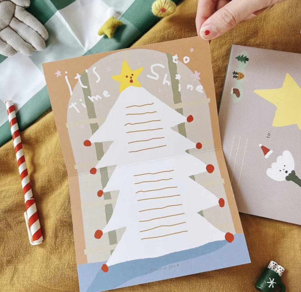 恐龍聖誕節  聖誕卡片信封｜馬卡龍腳趾