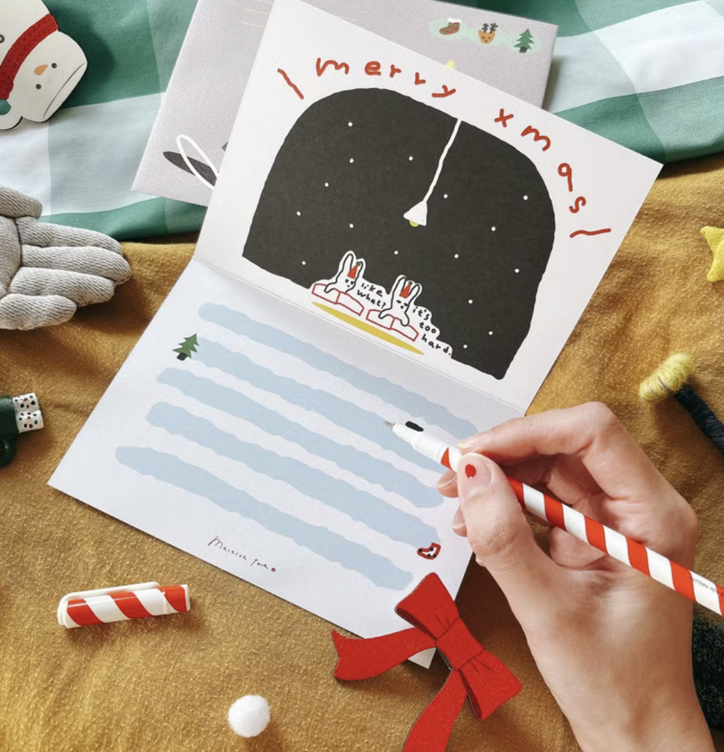 兔兔好朋友的聖誕歌之謎 聖誕卡片信封｜馬卡龍腳趾