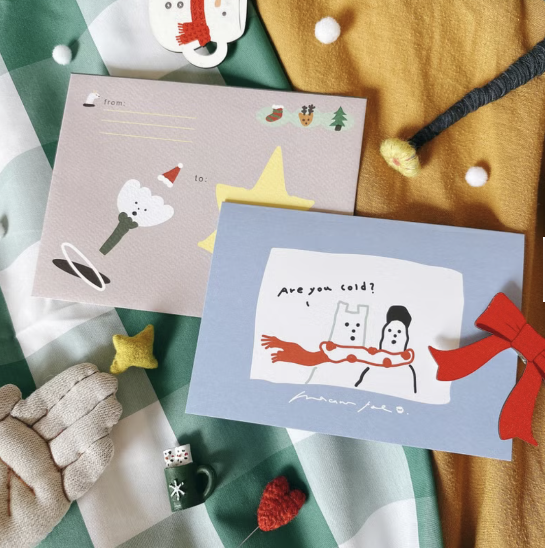 圍巾 聖誕卡片信封｜馬卡龍腳趾