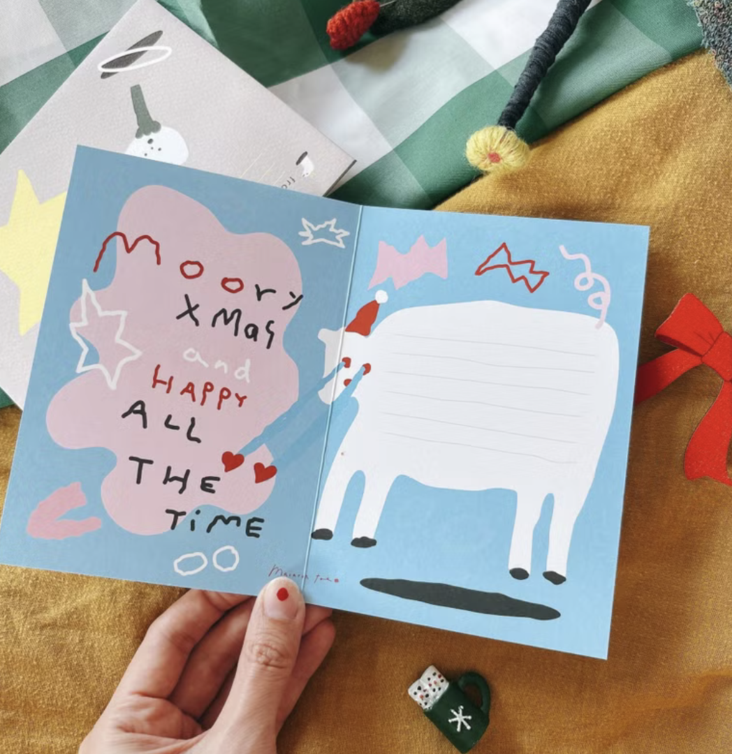 哭哭牛的聖誕假期  聖誕卡片信封｜馬卡龍腳趾