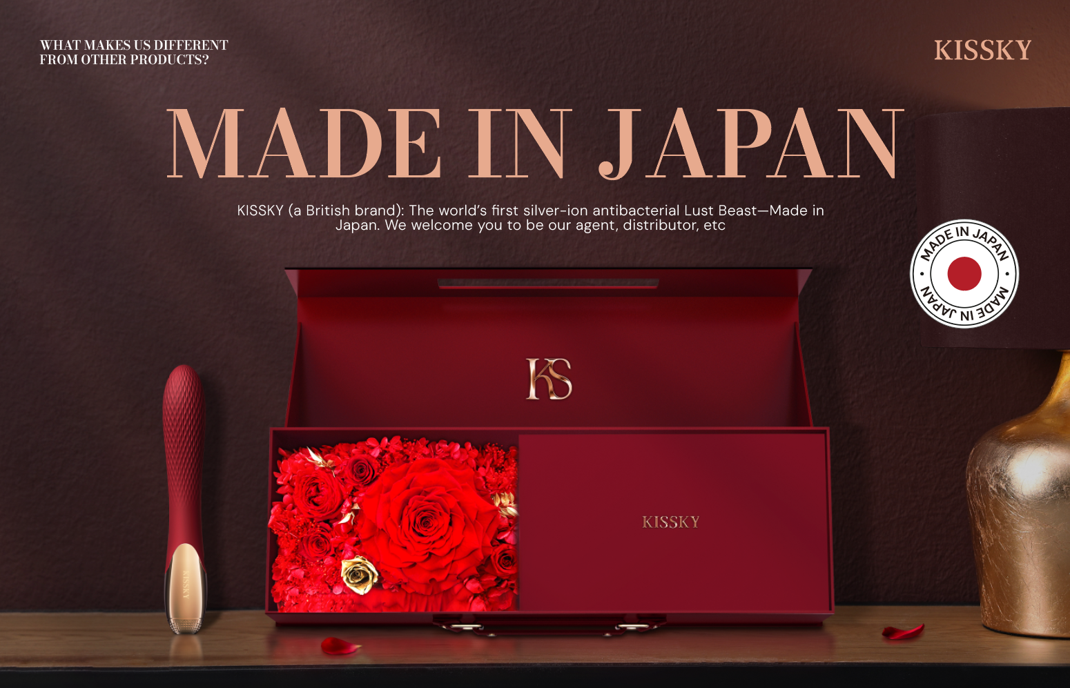 Kissky - Lust Blaze 烈慾 銀離子無段強度調節震動棒 - 紅色