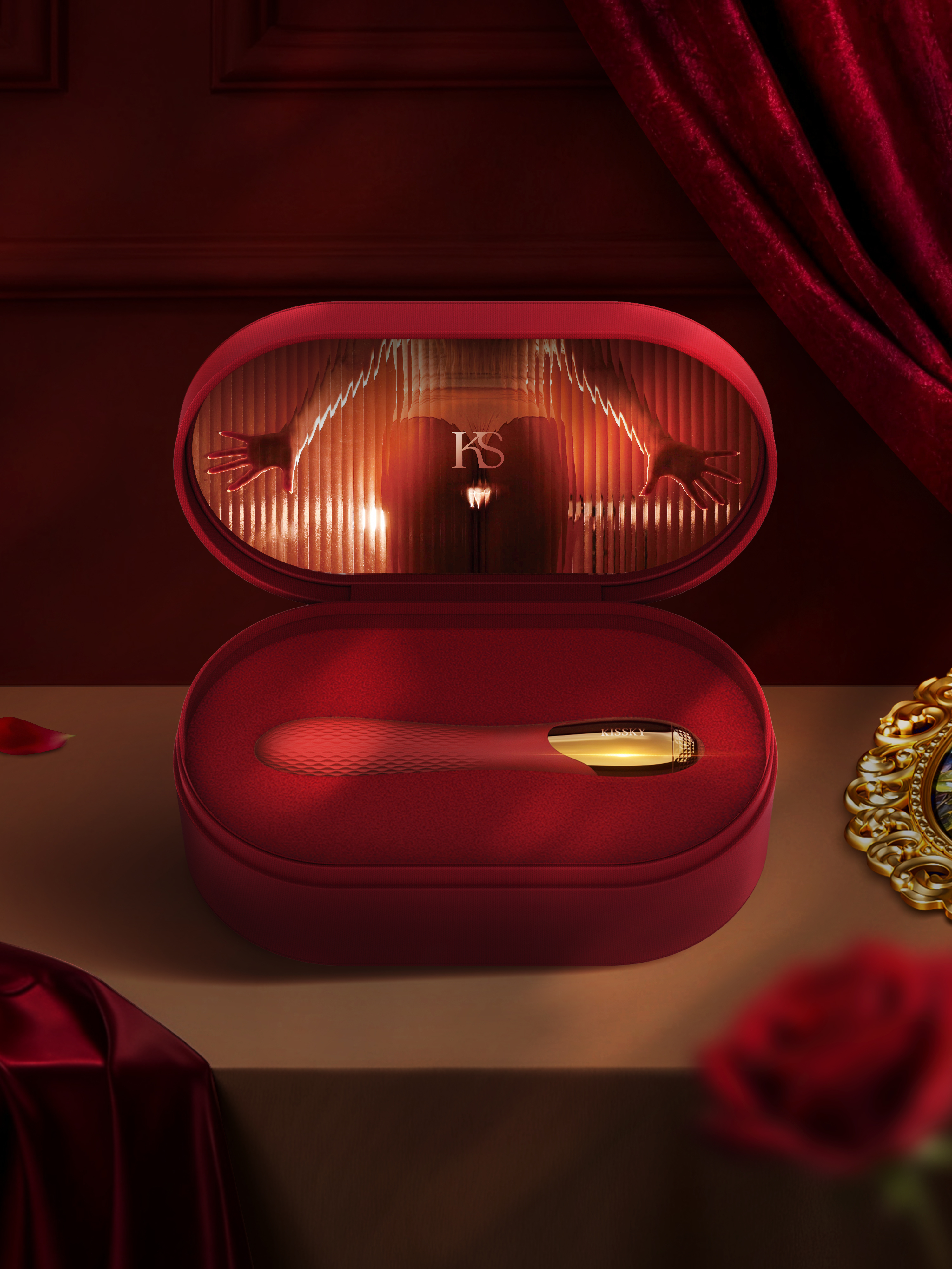 Kissky - Lust Blaze 烈慾 銀離子無段強度調節震動棒 - 紅色