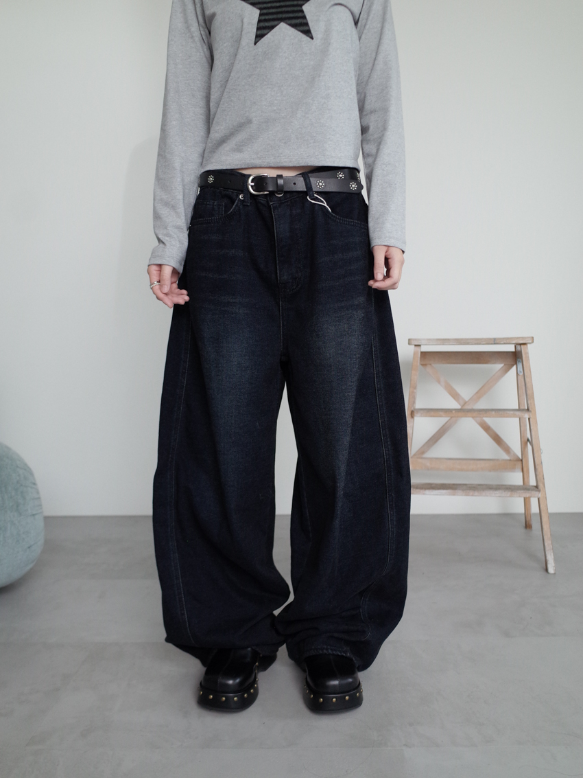 envelope pocket twill wide trousers in INDIGO