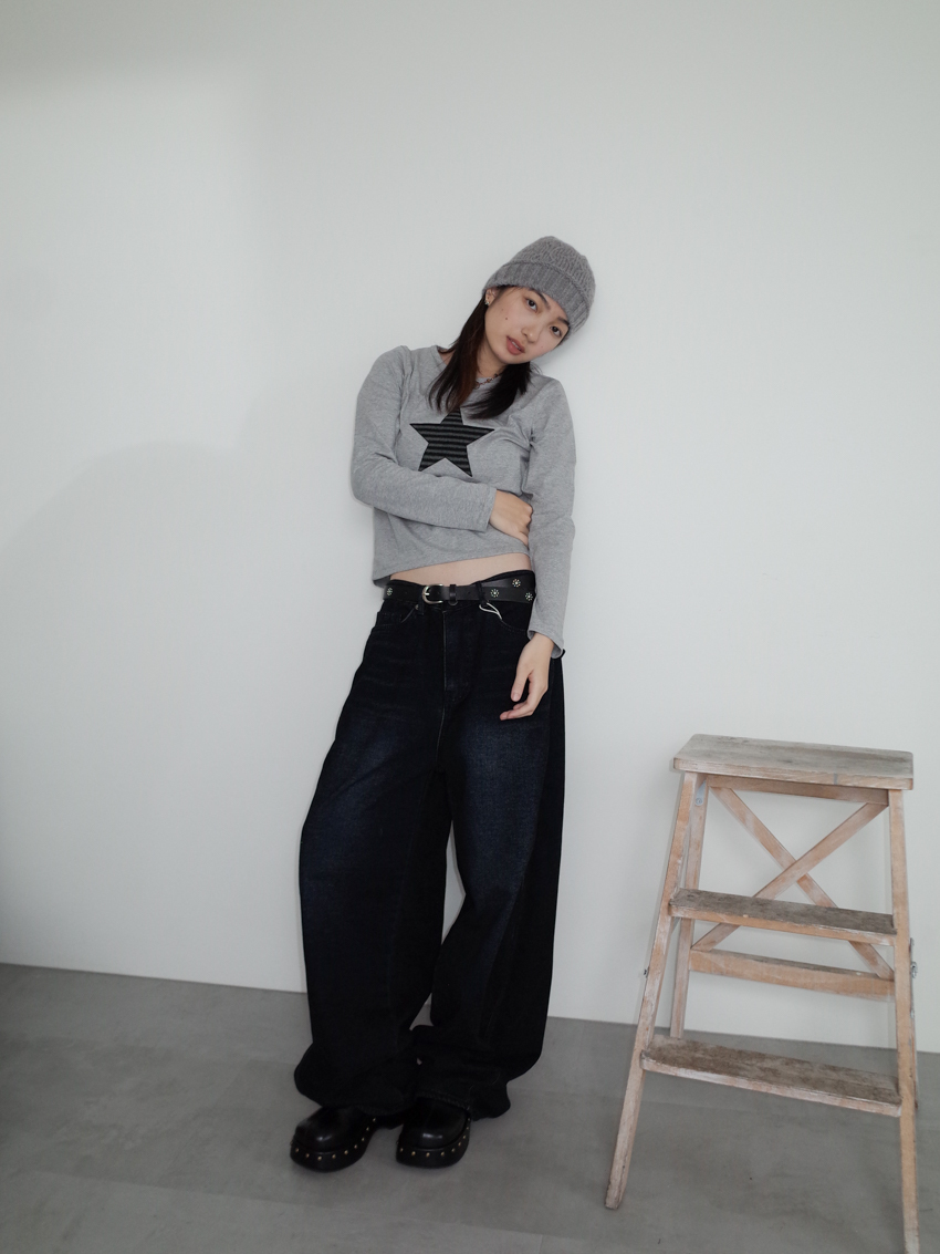 envelope pocket twill wide trousers in INDIGO