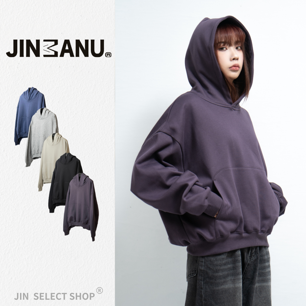 JINMANU HD2501 寬短落肩奶霜絨帽T CLEANFIT 連帽長袖 帽TEE