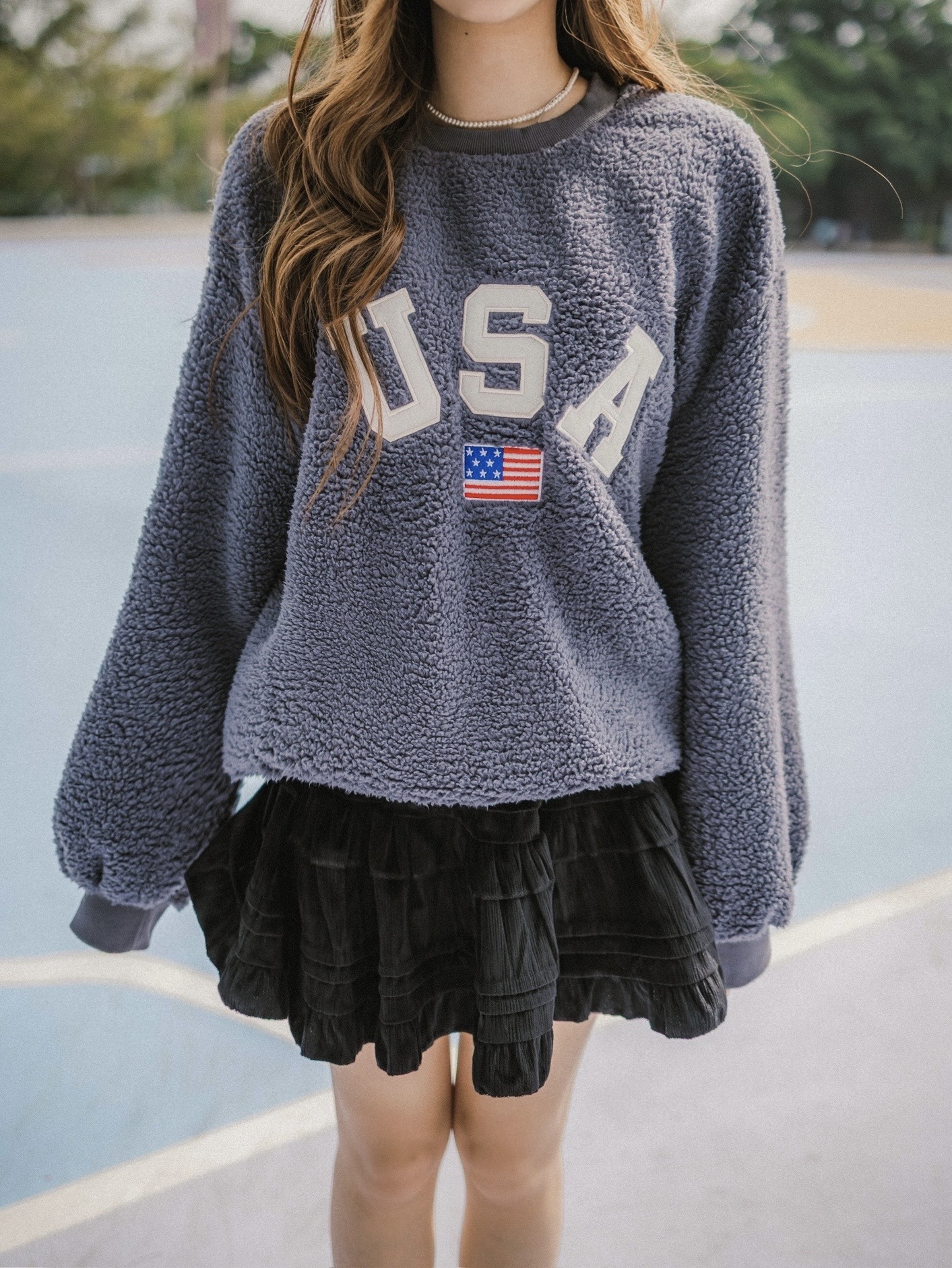 軟綿綿USA Flag刺繡衛衣