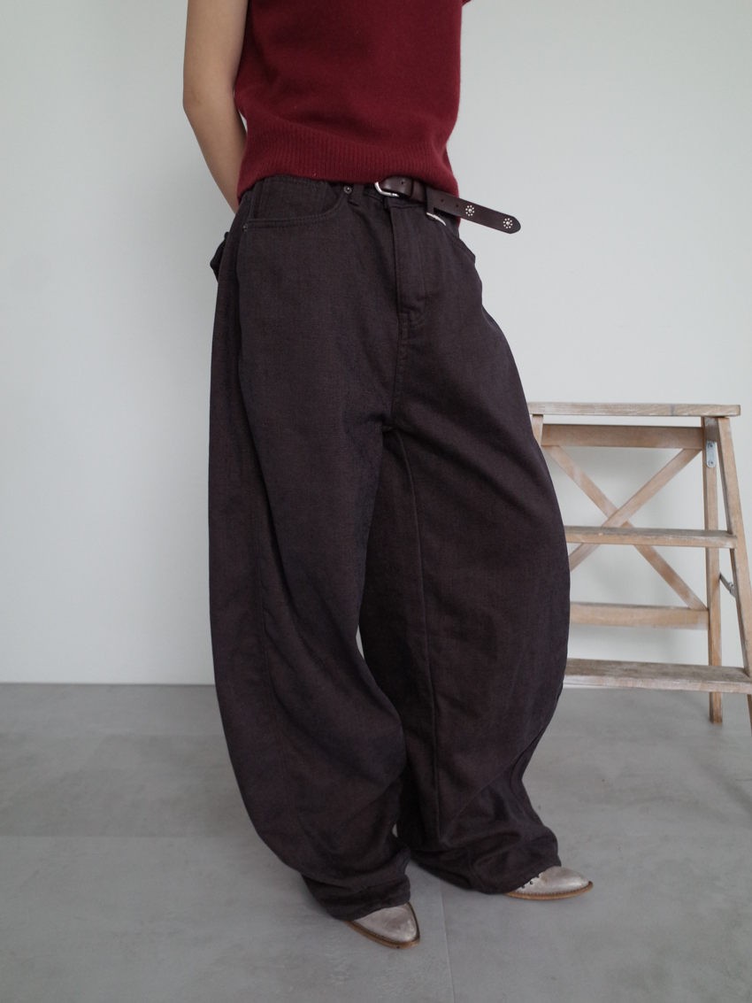 envelope pocket twill wide trousers in BARK