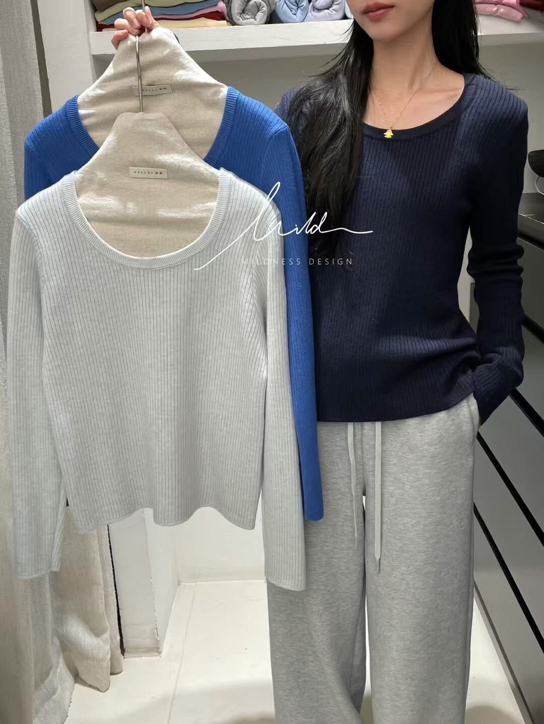 韓-253013極度舒服加厚U領打底衫