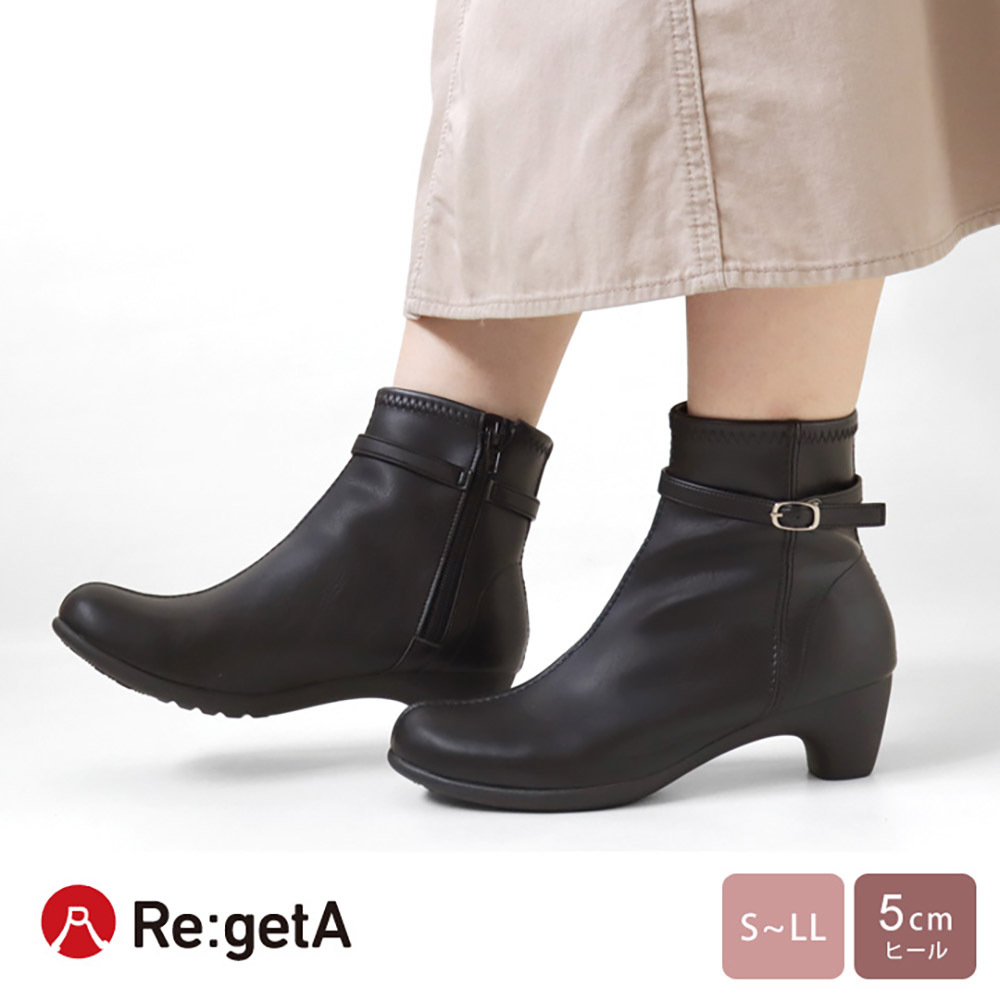 大阪樂步健康鞋 Re:getA側拉鍊短靴R6002(BLK-黑色)