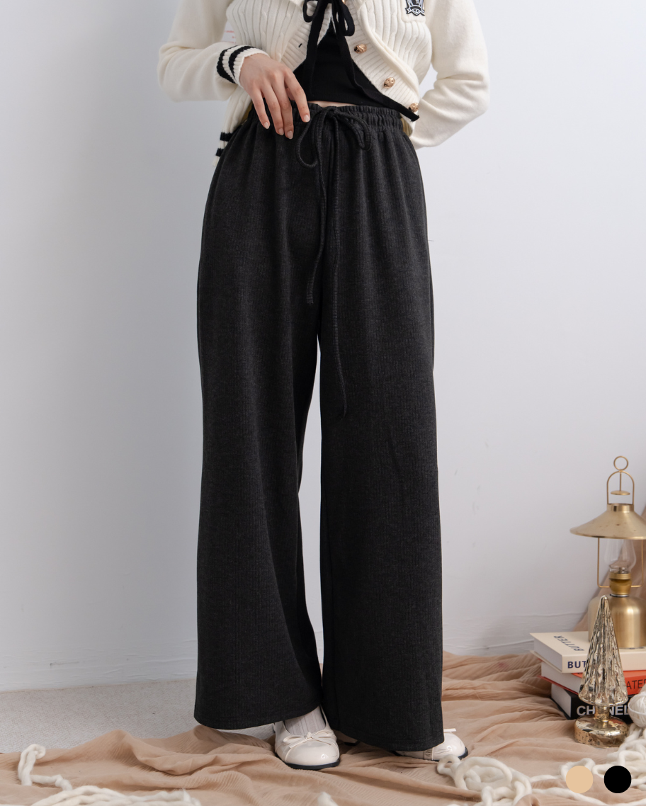日常混棉抽繩長褲