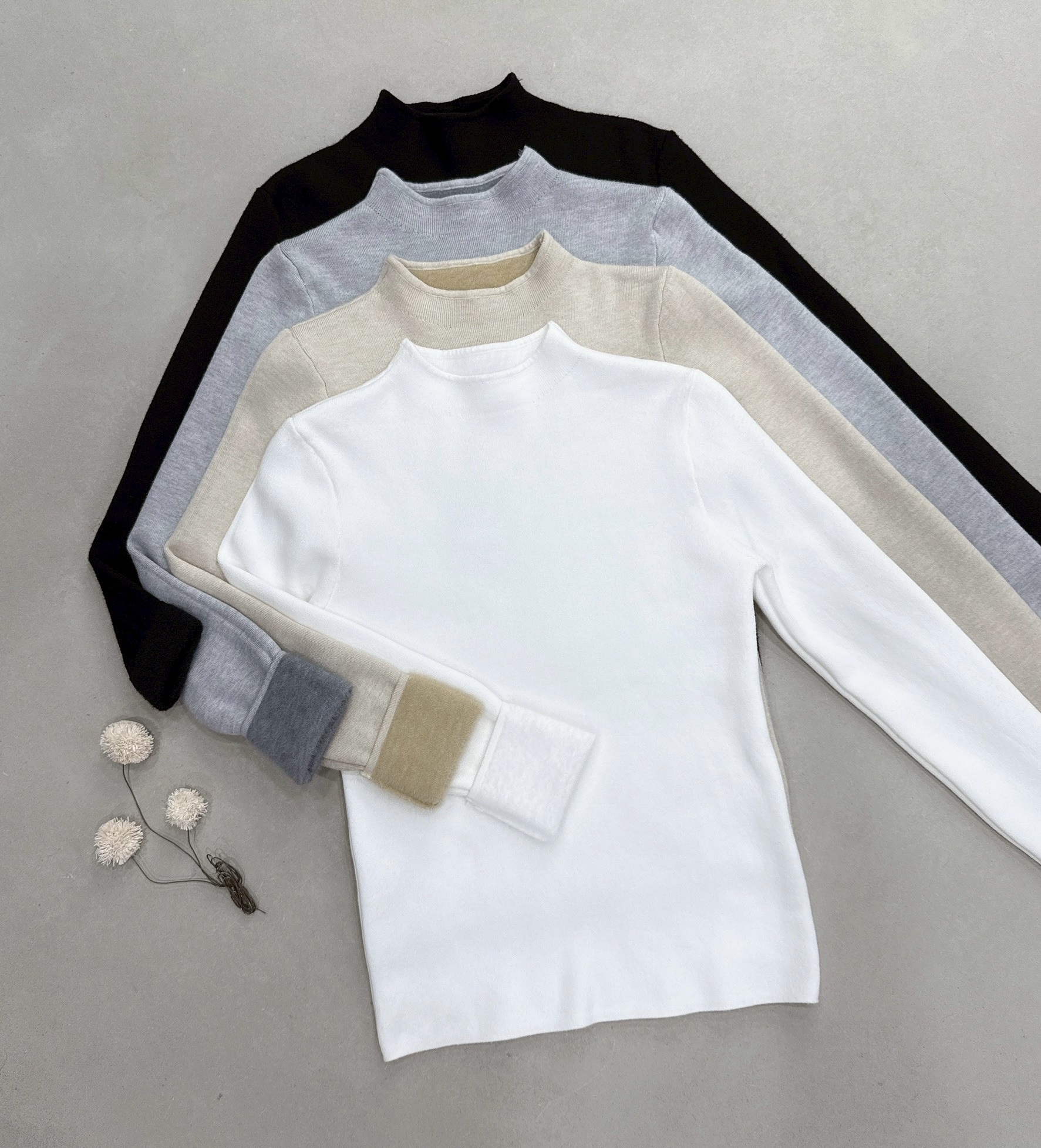 不收邊立領內刷毛針織衣