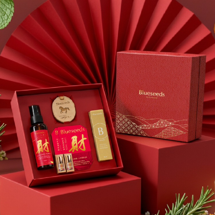 【預購】財富金銀花禮盒 (財富精油噴霧100ml+財富滾珠精油2mlx2+金銀花護手霜30ml+馬年擴香片)