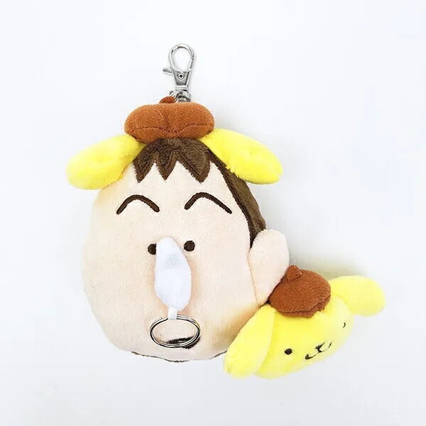 Sanrio Pompompurin x Crayon Shin-chan Bo-chan Mascot Keychain with Reel