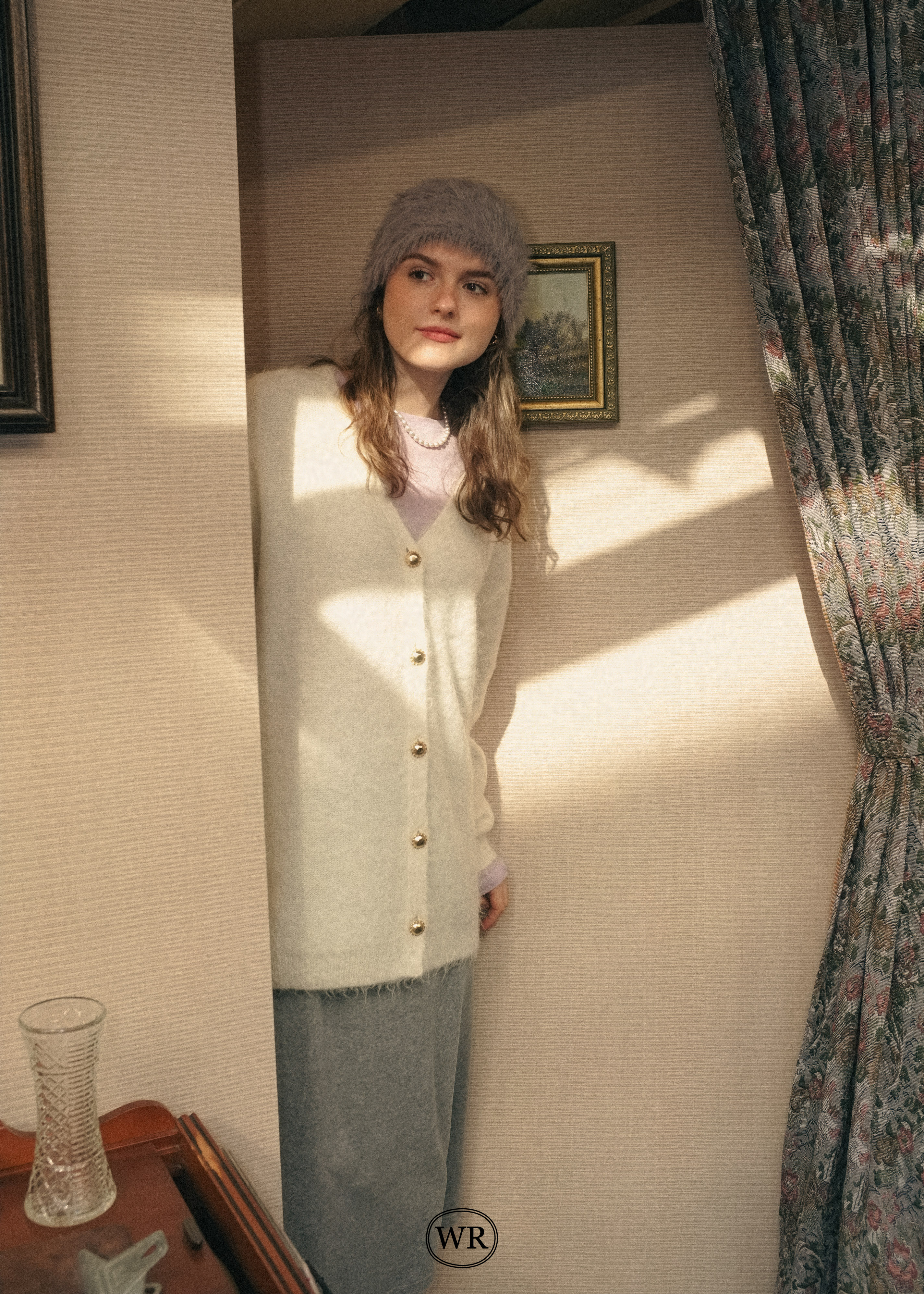 Feather Alpaca Cardigan - White