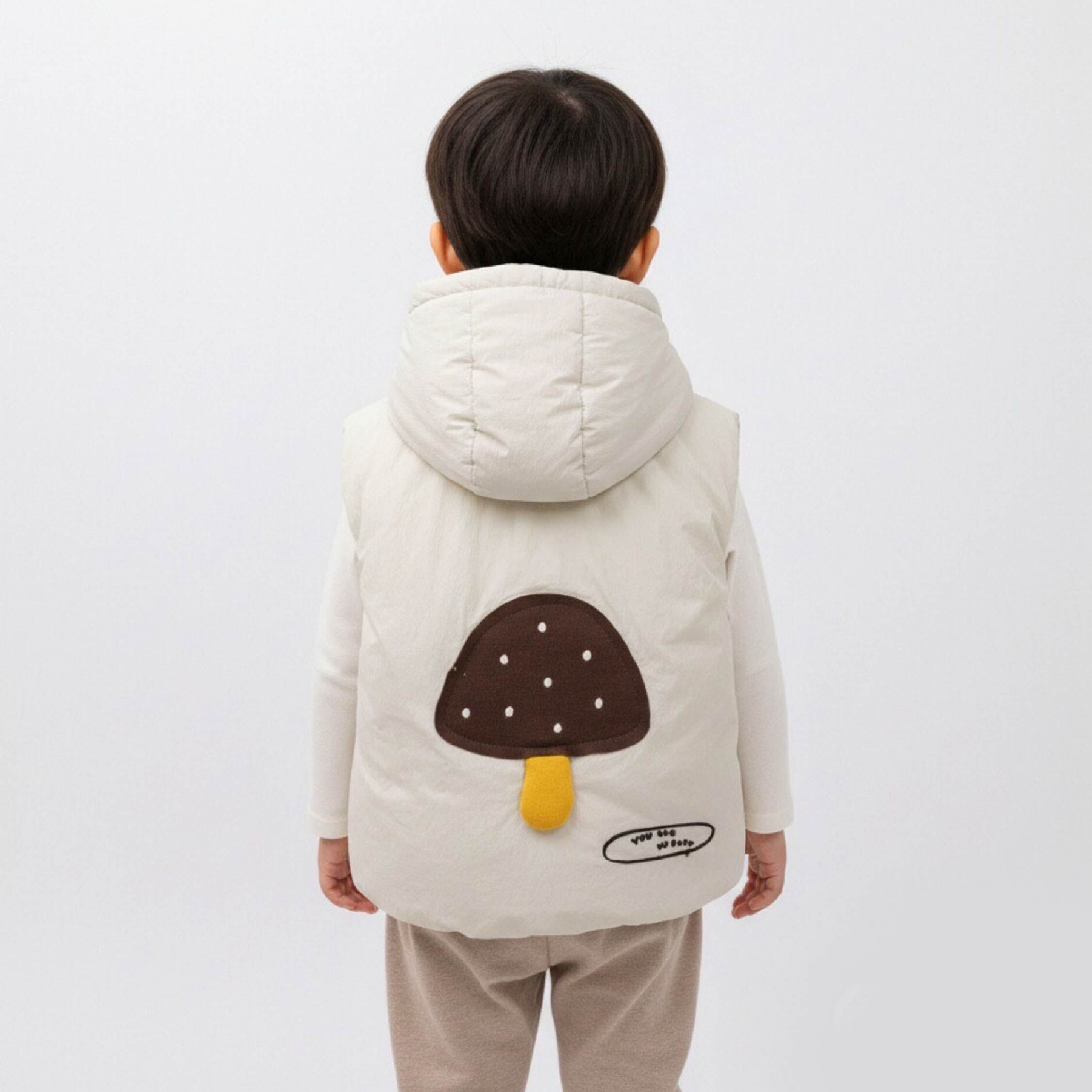 【H55693】童趣香菇羽絨連帽背心