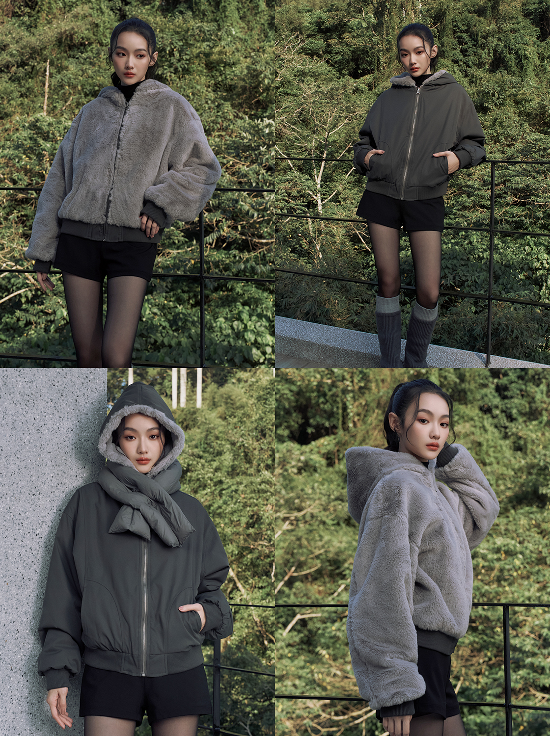 雙面穿兔絨連帽外套