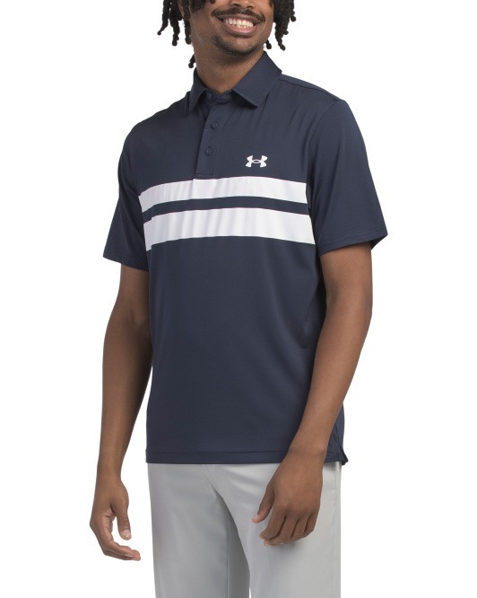 【預購】Q121605 UNDER ARMOUR 男裝午夜海軍藍色條紋 Polo 衫