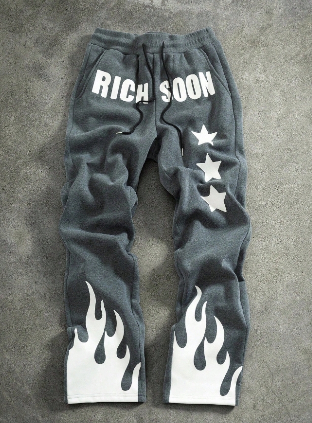 KADMAX大尺碼-街頭字母火焰印花褲款〈KSMS2711〉