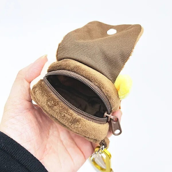 Sanrio Pompompurin x Crayon Shin-chan Bo-chan fluffy mini pouch with carabiner