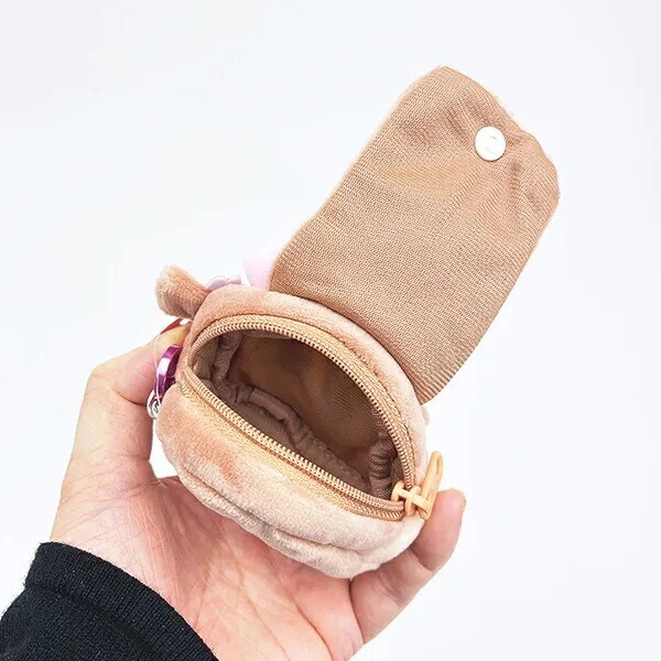 Sanrio My Melody x Crayon Shin-chan Nene-chan fluffy mini pouch with carabiner