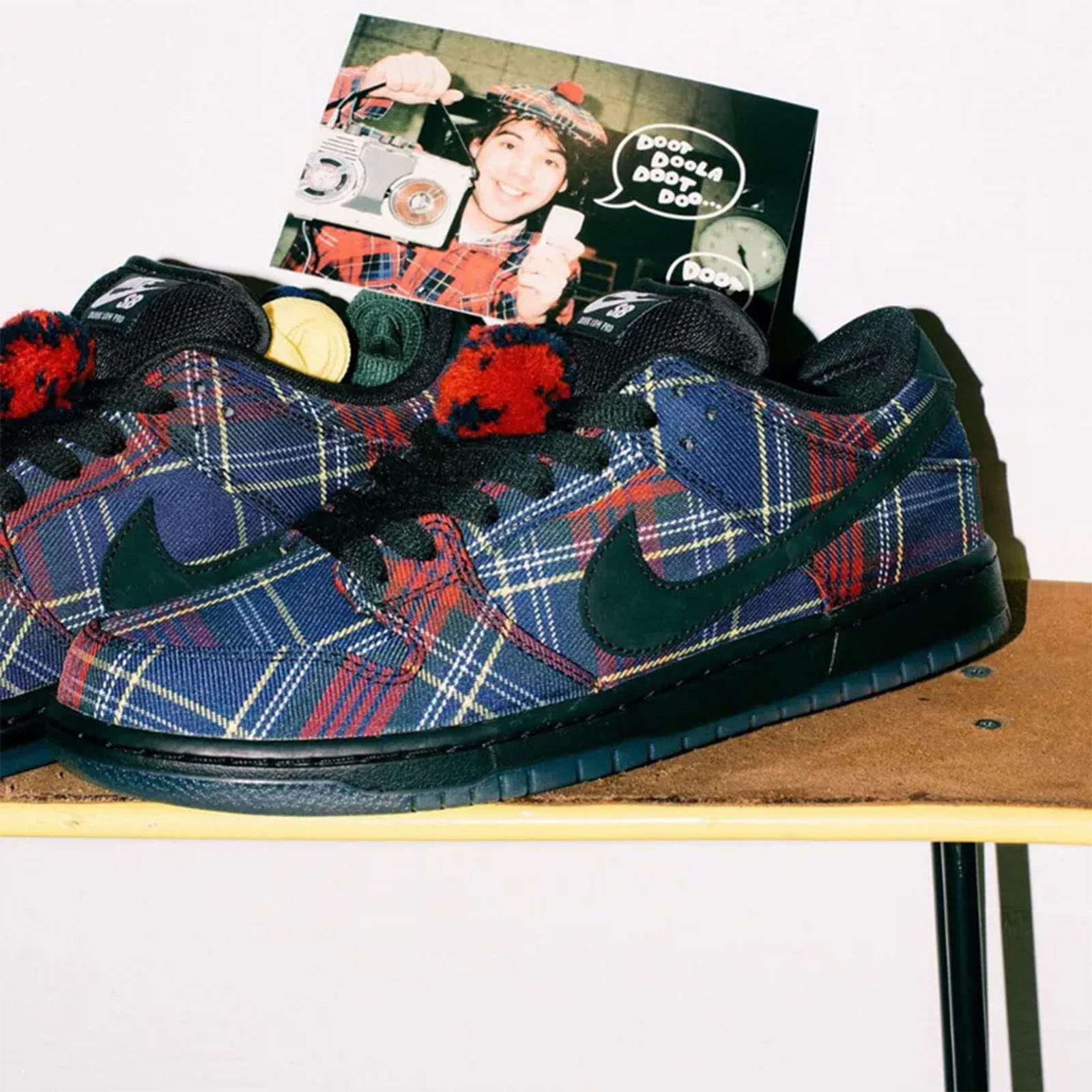 Nardwuar x Nike Dunk Low SB Tam O Shanter Hat 蘇格蘭 格紋 黑 II1493-600