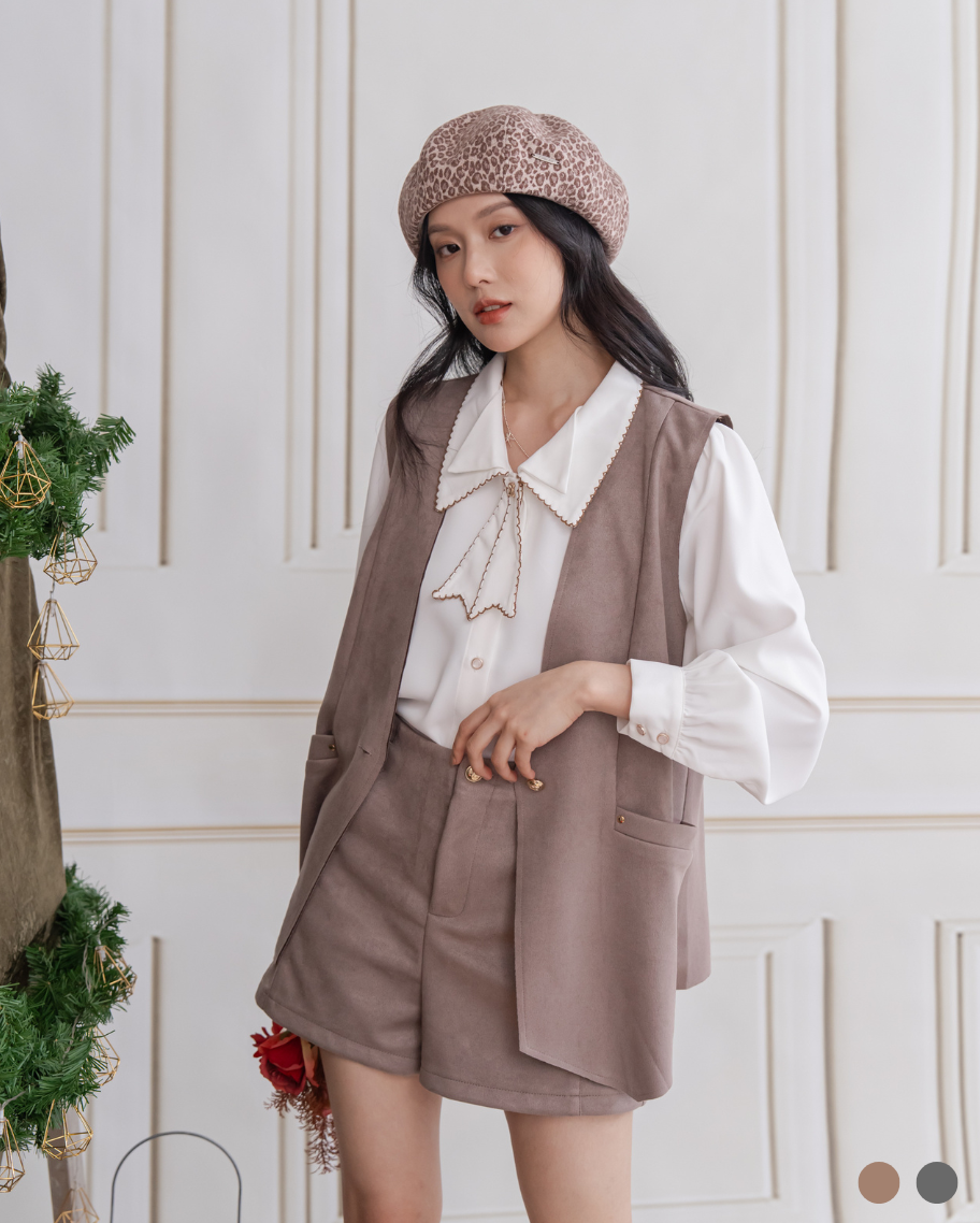 極簡V領修身剪裁背心