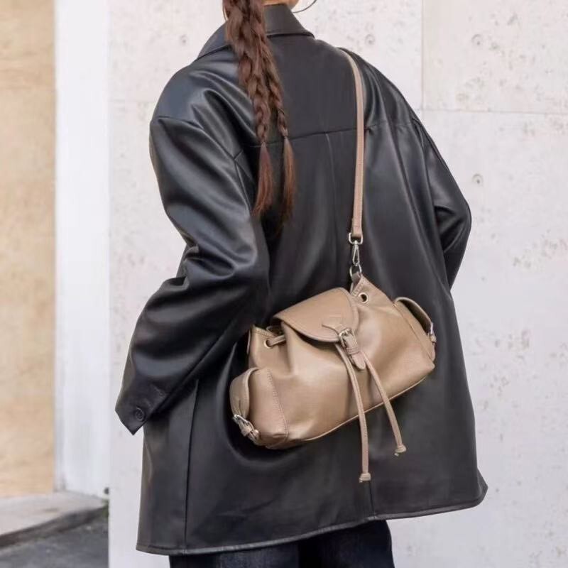 99-65【韓版輕奢束口水桶包】