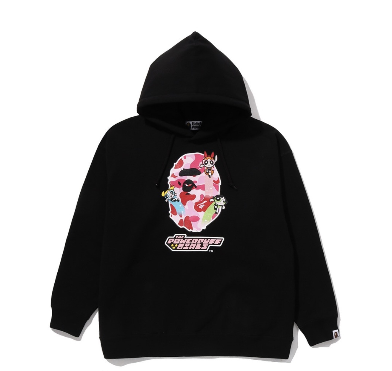 BAPE® x《飛天小女警》APE HEAD PULLOVER HOODIE  帽踢 黑色