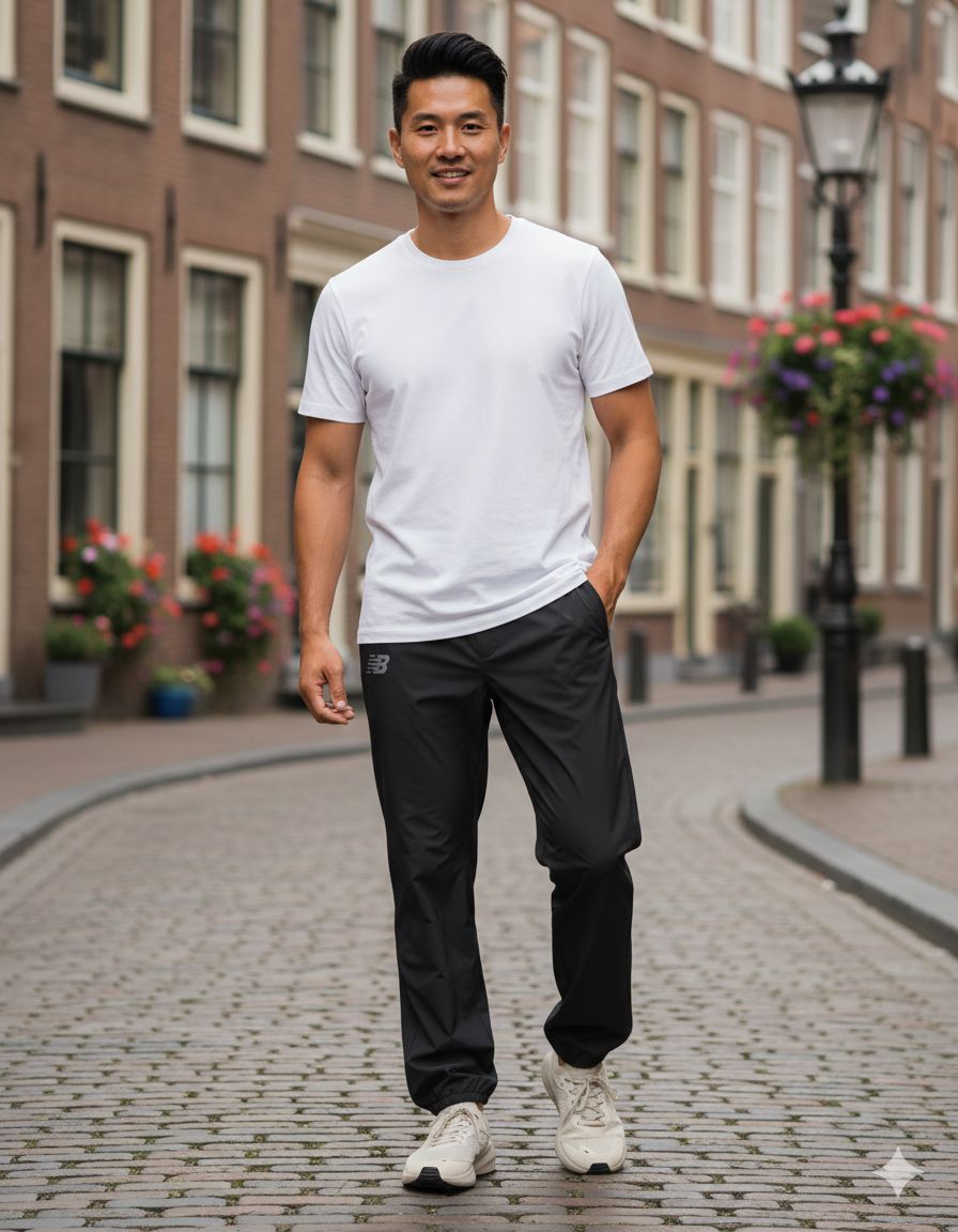 【預購】Q121602 NEW BALANCE 男裝黑色無襯裡彈性梭織慢跑褲 (SIZE M)