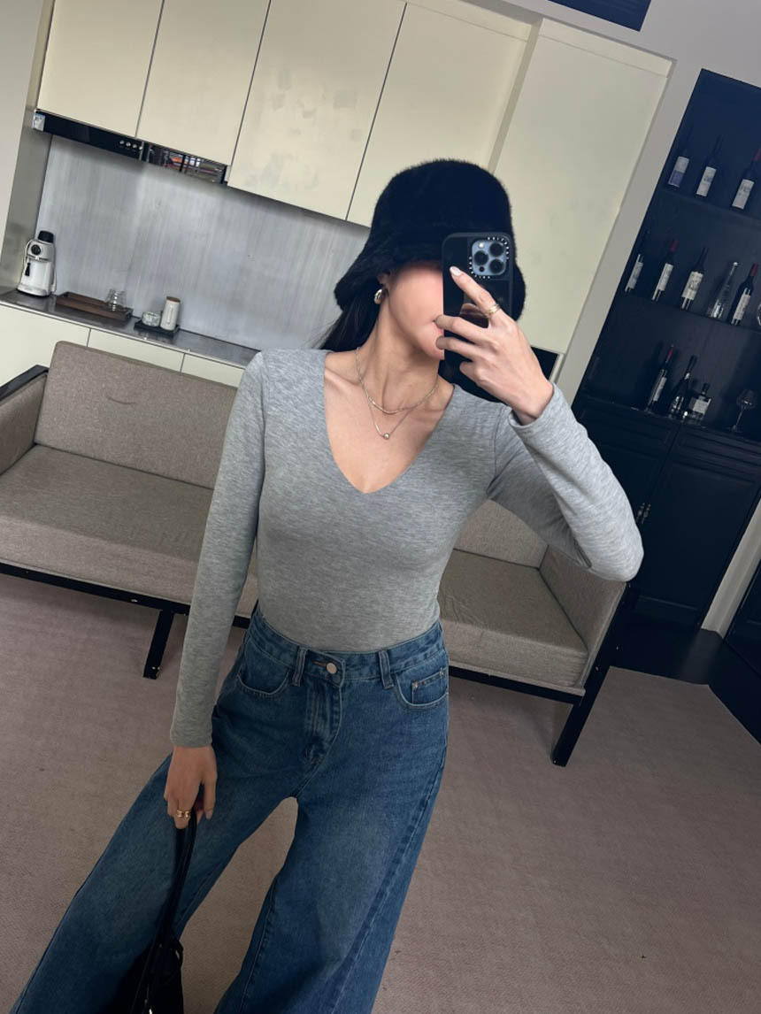 附胸墊磨毛V領上衣*5色