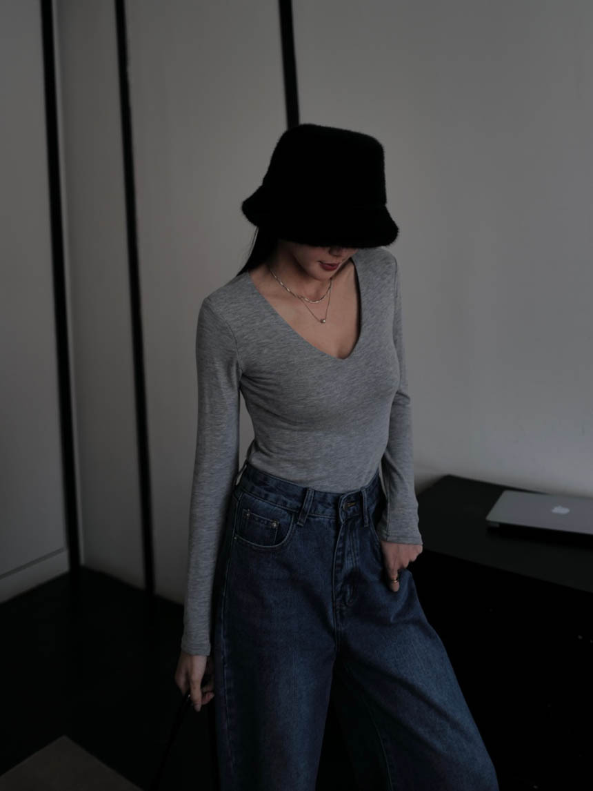 附胸墊磨毛V領上衣*5色