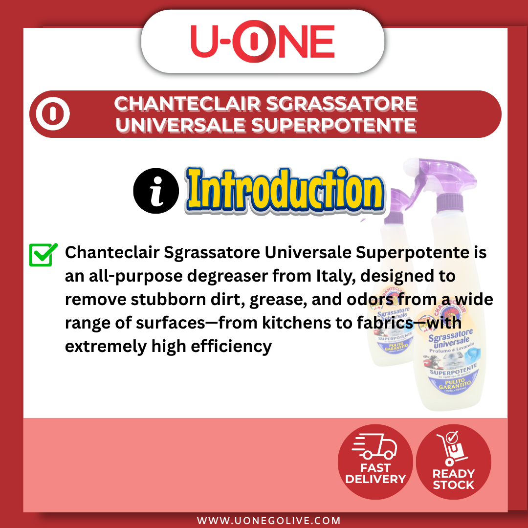 U-ONE | Chanteclair | Sgrassatore Universale Superpotente | Multi Cleaning | Perfume Of Lavender