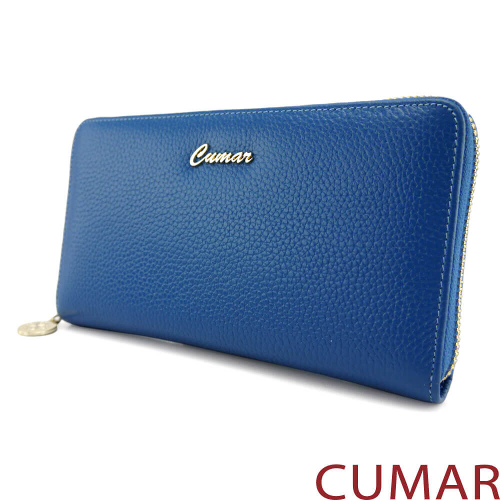 CUMAR女包|真皮甩紋拉鍊長夾