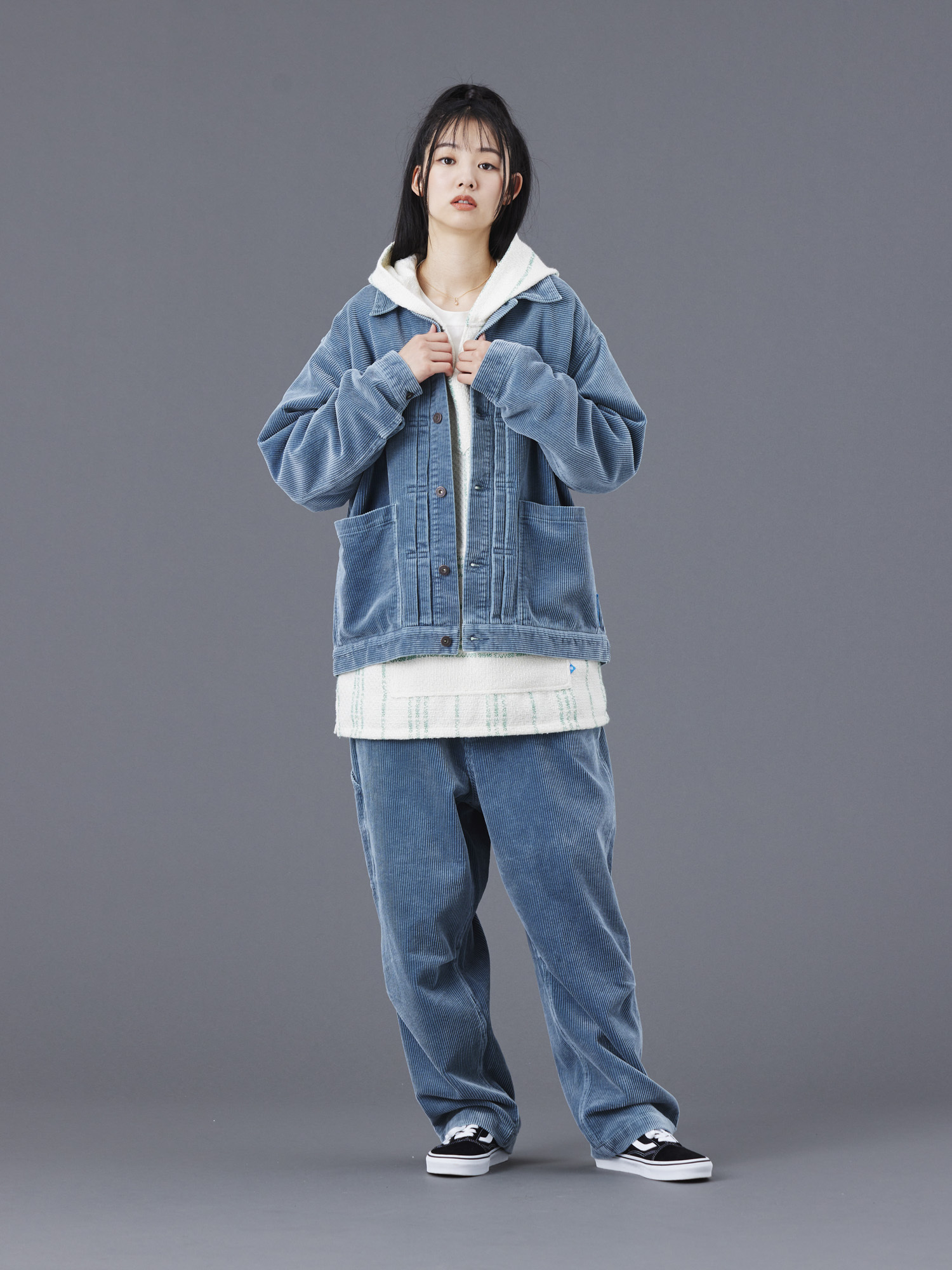 LIBERAIDERS GARMENT DYED CORDUROY JACKET 770042503 BLU