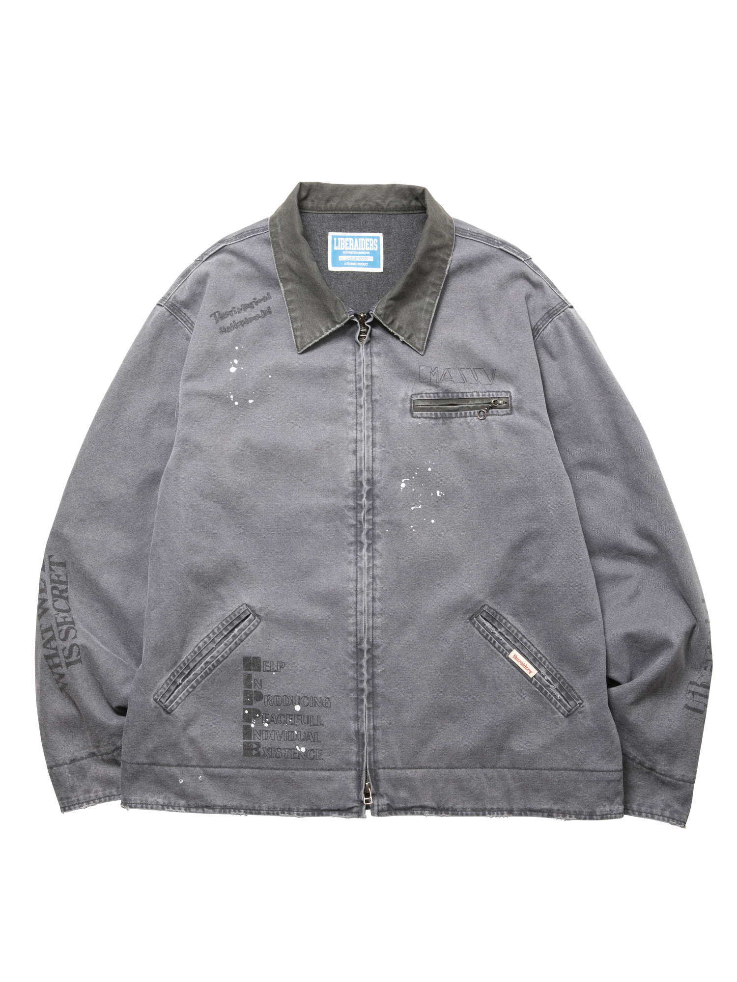 LIBERAIDERS GARMENT DYED WORK JACKET 770052503 BLK