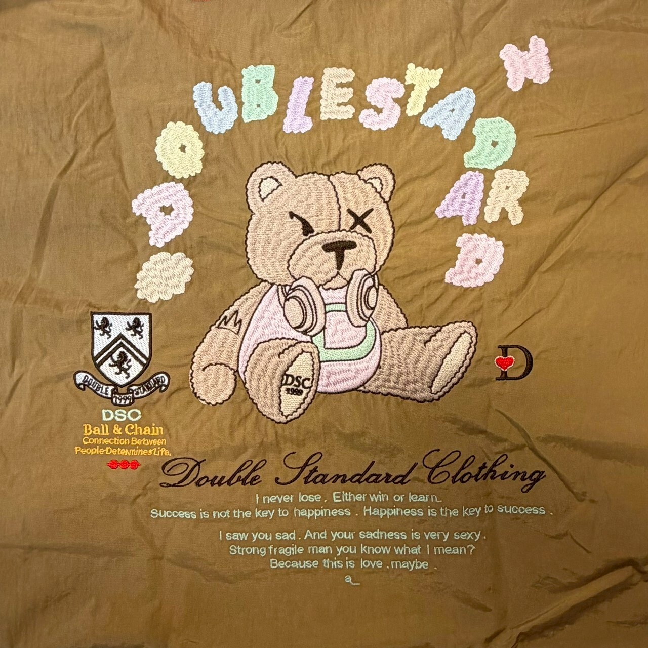 Ball＆Chain 刺繡環保購物袋 L號 - 卡其 (040000025303)