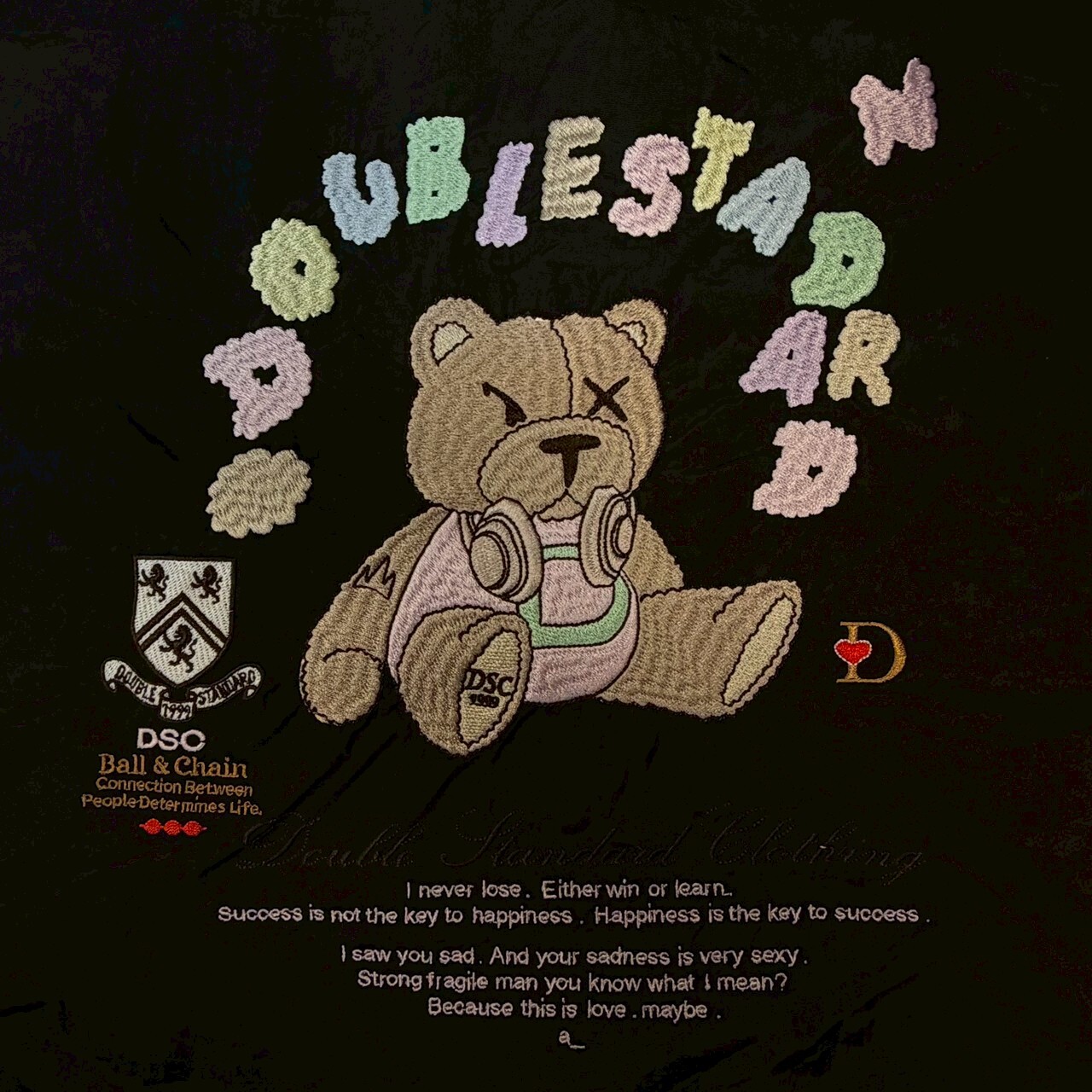 Ball＆Chain 刺繡環保購物袋 L號 - 黑 (040000025301)