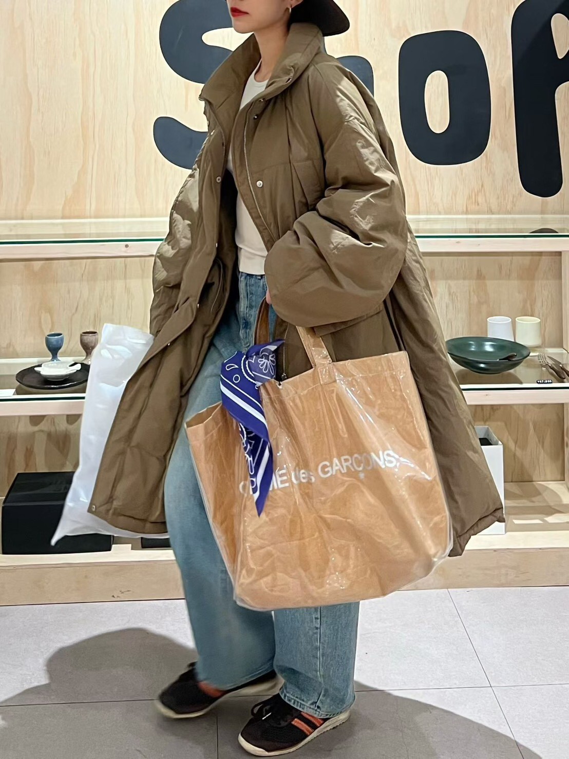 #AD76大口袋長版鵝絨外套(咖/黑)