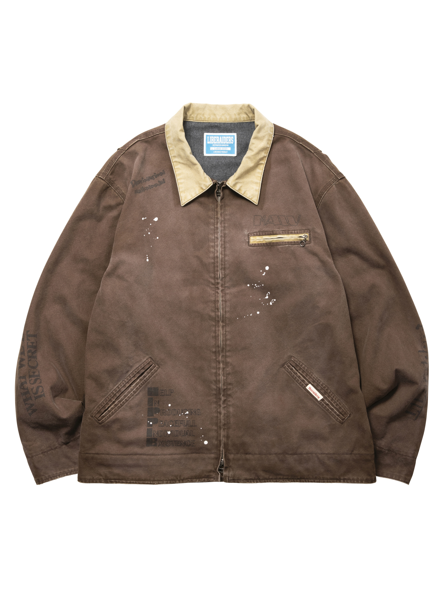 LIBERAIDERS GARMENT DYED WORK JACKET 770052503 BRN