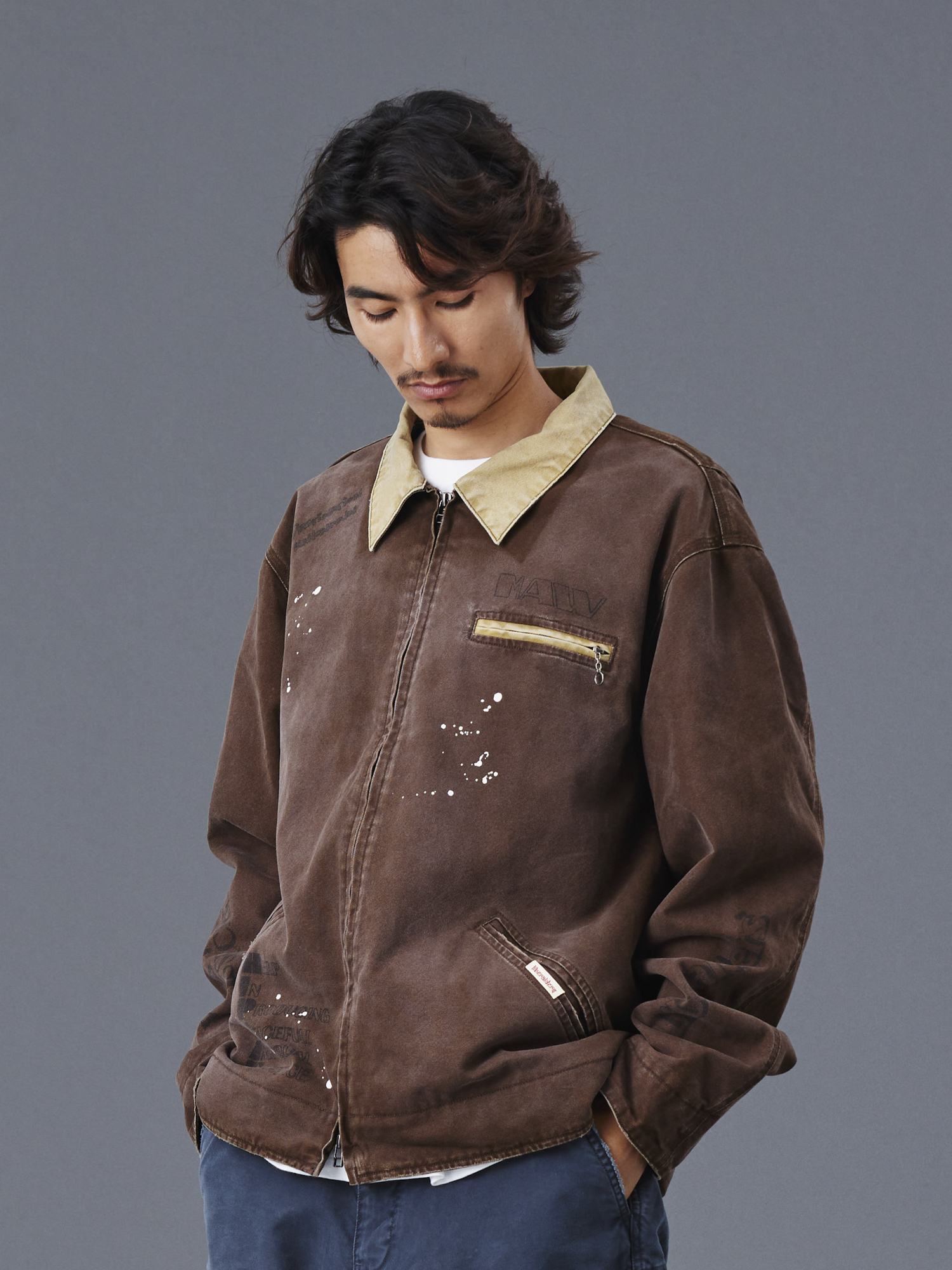 LIBERAIDERS GARMENT DYED WORK JACKET 770052503 BRN