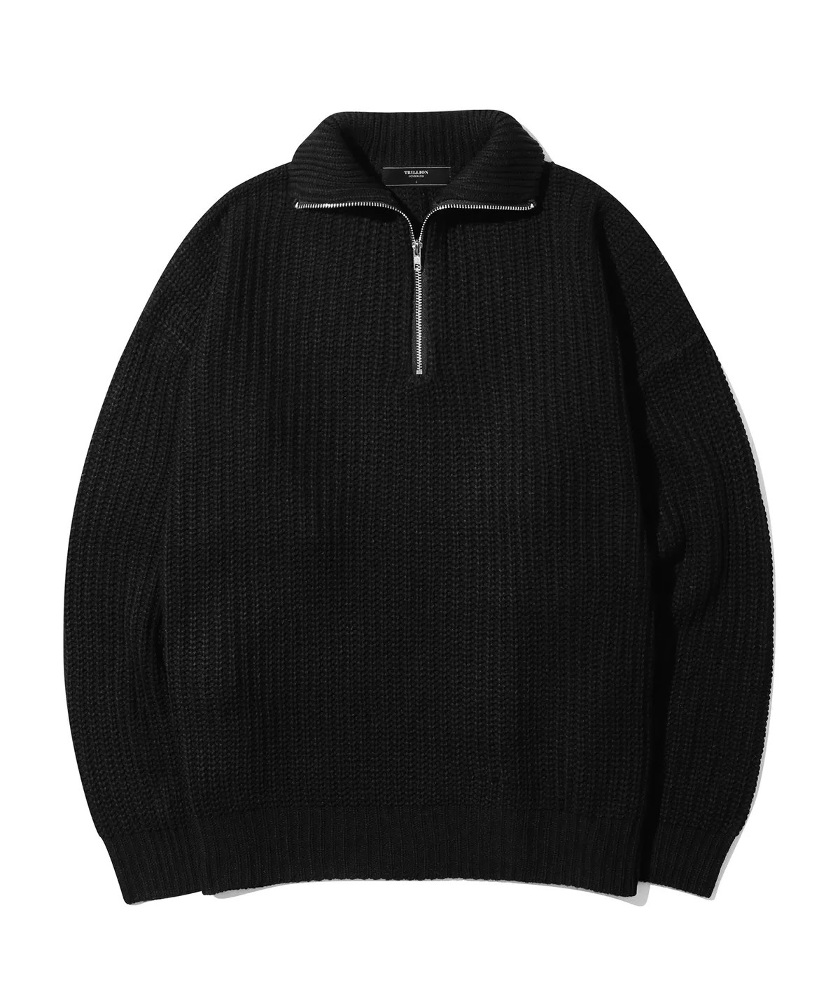 TRILLION Washable Half Zip Up Collar Neck Knit
