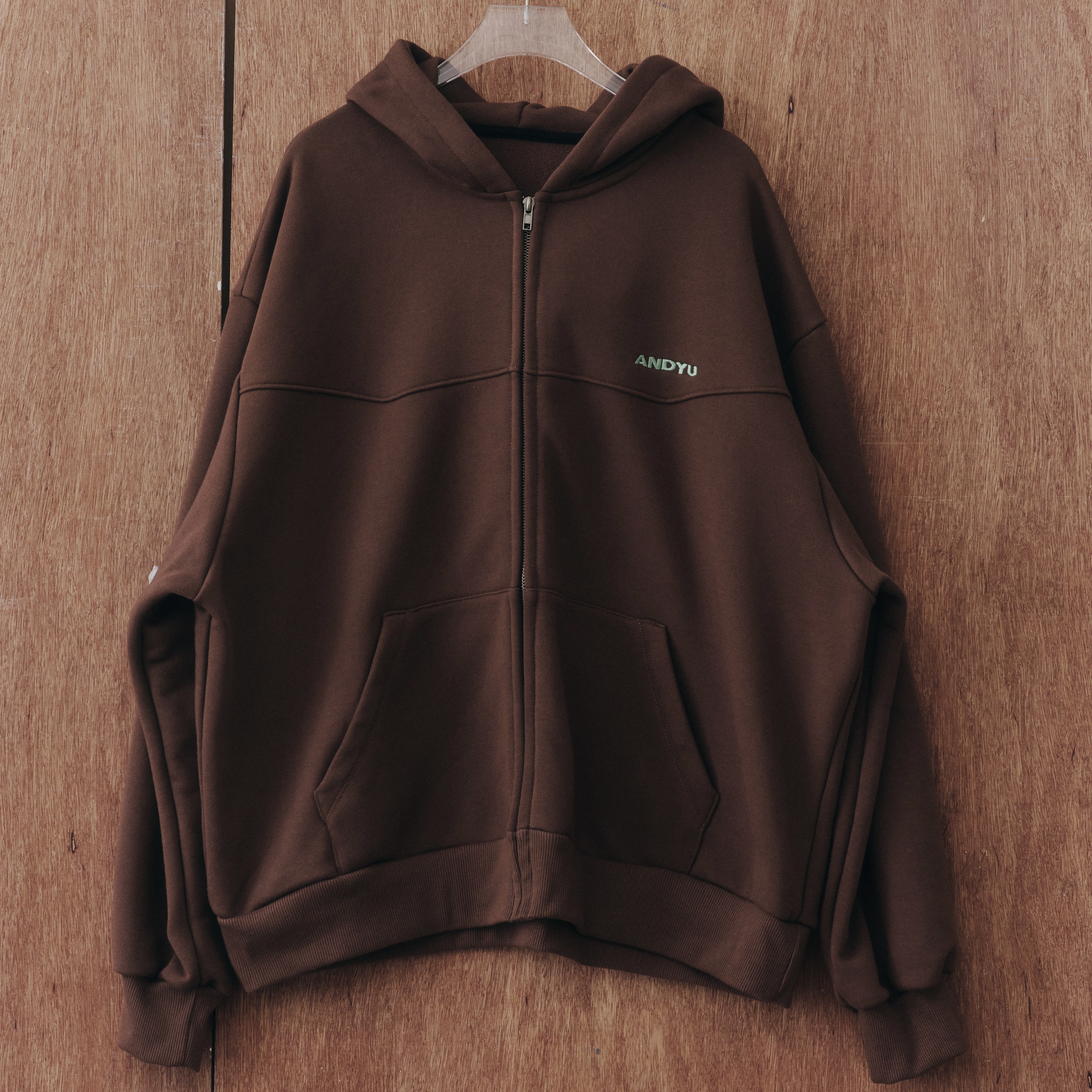 ANDYU classic mint chocolate zip-up hoodie