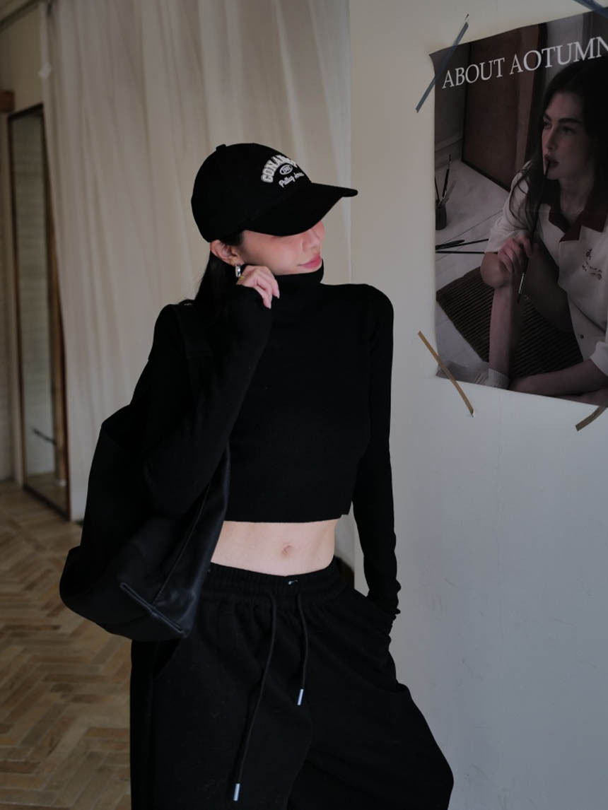 堆堆高領短版合身針織打底衣*4色