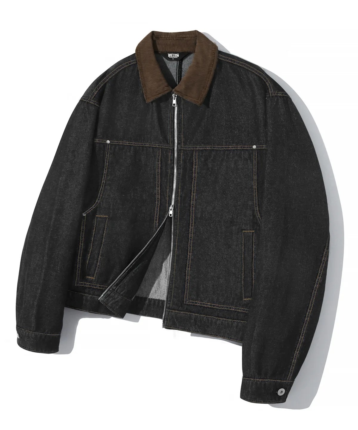 TRILLION Corduroy Collar Denim ZIP-UP Work Jacket