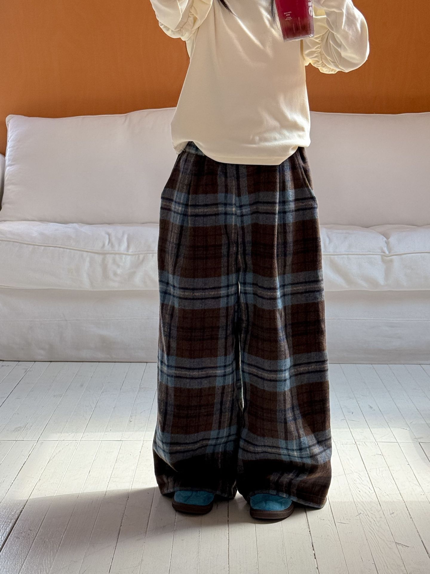 加厚毛呢慵懶風寬褲