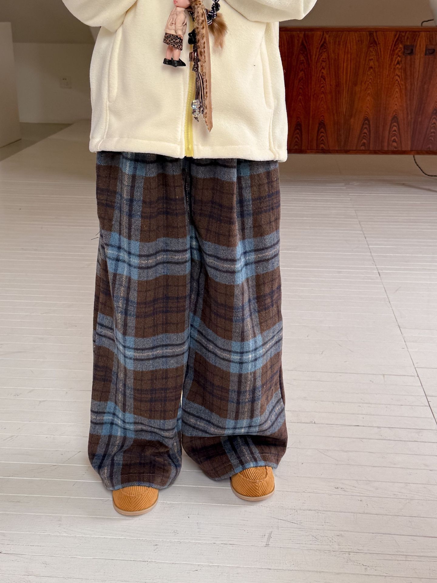 加厚毛呢慵懶風寬褲