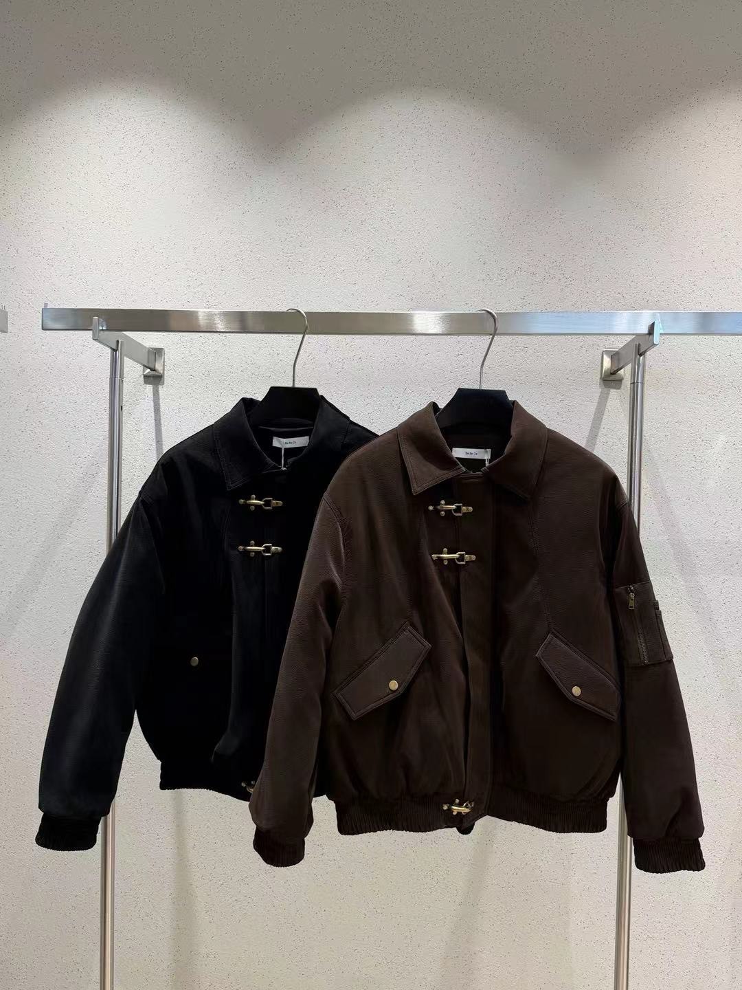 LJ071 復古 街頭 消防釦 霧面 翻領 外套