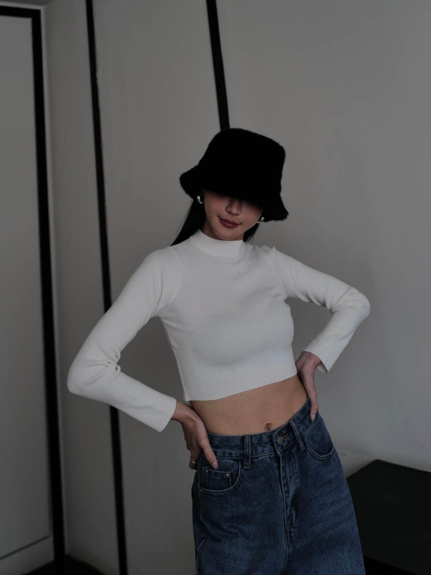 立領短版打底針織上衣*3色