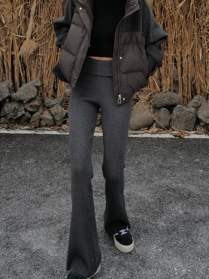 卷腰喇叭針織拖地褲*4色