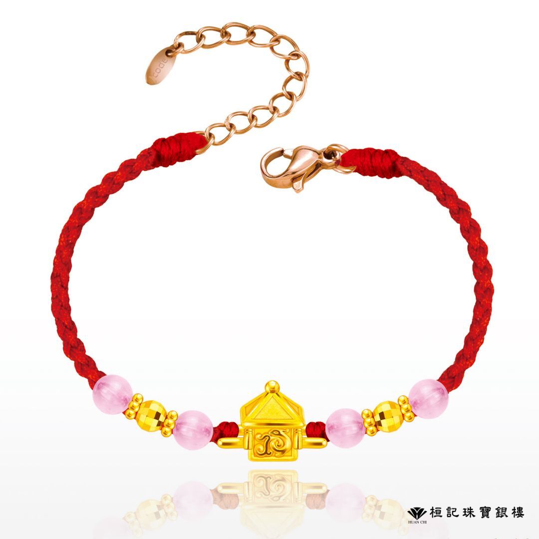 白沙屯媽祖 粉紅超跑神轎(珠珠) 編織金手鍊